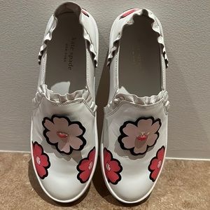 Leather Kate Spade” flowery  “loafer”